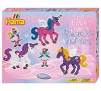 Pour hama coffret perles midi chevaux et licorne 4000 perles + 2 plaques à repasser taille midi - set loisir créatif enfant + carte tigre