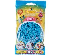 Pour hama perles midi - sachet de 1000 perles à repasser taille midi bleu azur n°49 - set loisir créatif enfant + une carte tigre