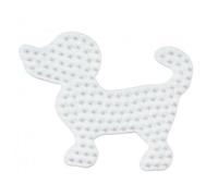 Pour hama - une plaque pour perles à repasser midi : petit chien - set loisir créatif + 1 carte