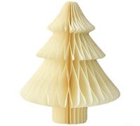 pour honeycomb Paper Christmas Tree 18cm Modern Art Decor pour(A) | Unique pour honeycomb fold, 3D tree shape, festive pour beige , 18cm height, desktop centerpiece