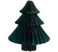 pour honeycomb Paper Christmas Tree 18cm Modern Art Decor pour(B) | Unique pour honeycomb fold, 3D tree shape, festive pour beige , 18cm height, desktop centerpiece