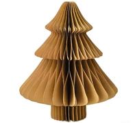 pour honeycomb Paper Christmas Tree 18cm Modern Art Decor pour(C) | Unique pour honeycomb fold, 3D tree shape, festive pour beige , 18cm height, desktop centerpiece