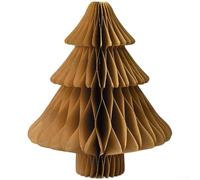 pour honeycomb Paper Christmas Tree 18cm Modern Art Decor pour(E) | Unique pour honeycomb fold, 3D tree shape, festive pour beige , 18cm height, desktop centerpiece