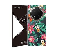 NOVAGO Compatible avec Honor Magic 7 Lite 5G / Magic7 Lite 5G-Pack Complet- Coque Transparente Souple avec Motif +3 Films Protection écran vitre Verre trempé 3D incurvé avec Colle (Fleurs)
