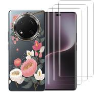 Pour Honor Magic 7 Lite 5G/Magic7 Lite 5G - Coque Transparente Gros Fleur + 3 Films Protection écran Verre trempé 3D incurvé