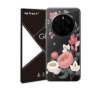 NOVAGO Compatible avec Honor Magic 7 Pro 5G/Magic7 Pro 5G-Pack Complet- Coque Transparente Souple avec Motif +3 Films Protection écran vitre Verre trempé 3D incurvé avec Colle (Grosse Fleur)