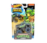 pour Hot Wheels Monter Truck pour Tortues Ninja Leonardo vehicule Miniature Monster Jam TMNT Bleue - Voiture Collection Turtles et 1 Carte Animal