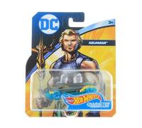 pour Hot Wheels Voiture Aquaman - véhicule Miniature Or et Bleue - Voiture 1:64 - Set Collection DC + 1 Carte Tigre - Collector