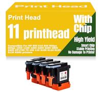 pour HP 11 Têtes d'impression C4810A C4811A C4812A C4813A pour HP Designjet 500 510 800 500ps 800ps 1000 1100 1200 2200 2600 2800 70 100 110 Imprimantes,4Pack-11 Printhead