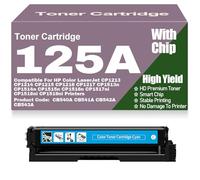 pour HP 125A Cartouches de Toner compatibles CB540A CB541A CB542A CB543A pour HP CP1213 CP1214 CP1215 CP1216 CP1217 CP1513n CP1514n CP1515n CP1516n CP1517ni CP1518ni,Cyan-125A