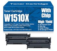 pour HP 4003d 4003dn 4003dw 4003w 4103dw 4103fdn 4103fdw MFP4103dw MFP4103fdn MFP4103fdw Cartouches de Toner avec Puce Compatible W1510X 151X W1510A Toner Haute capacité,W1510X-2PC