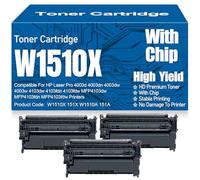 pour HP 4003d 4003dn 4003dw 4003w 4103dw 4103fdn 4103fdw MFP4103dw MFP4103fdn MFP4103fdw Cartouches de Toner avec Puce Compatible W1510X 151X W1510A Toner Haute capacité,W1510X-3PC