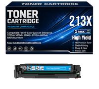 pour HP 5700dn 5800dn 6700dn 6701dn 6800dn 6801dn Cartouches de Toner Compatibles 213X W2130X W2131X W2132X W2133X Imprimantes avec Puce Haute capacité,Cyan-213X