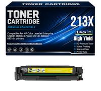 pour HP 5700dn 5800dn 6700dn 6701dn 6800dn 6801dn Cartouches de Toner Compatibles 213X W2130X W2131X W2132X W2133X Imprimantes avec Puce Haute capacité,Yellow-213X