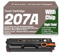 pour HP Cartouches de Toner 207A 207X W2210A W2211A W2212A W2213A compatibles pour HP M225DW M255dw M255nw MFP M282nw M283CDW M283fdw M283fdn M155 M554,Black-207A