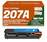 pour HP MFP M225DW M255dw M255nw M282nw M283CDW M283fdw M283fdn M155 M554 Cartouches de Toner avec Puce compatibles 207A W2210A W2211A W2212A W2213A,Cyan-207A