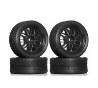 Pour HPI Pour Kyosho Pour Tamiya XV 02 01 TA06 Pour TT01 Pour TT02 PTG2 1/10 Roues Pneus Caoutchouc Hexagonaux 12 Mm Remplacement Réparation Voitures RC Pneus Voiture Pièces(Black)