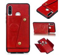 Pour Huawei P30 lite/nova 4E Double boucle antidérapante Housse de téléphone portable avec carte Slot Bracket rouge