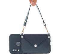 Pour HUAWEI Y5 2018/2019/Y6 2019/Y7 2019/PSMART Z/Y9 2019 Housse de téléphone portable avec porte-carte Pu + main Rope Stratdle noir