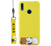 Pour HUAWEI Y7 2019 Cute Coloured Painted TPU Anti-Scratch anti-dérapant Housse de protection dorsale avec lanière jaune