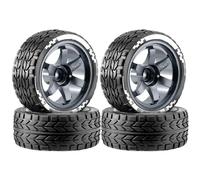 Pour HW Matchbox Domeka 1/10 4 roues Alliage Avec Connecteurs 12 mm Et Pneus Caoutchouc Voiture RC Miniature Tout-terrain. Pièces Modification RC(Chrome)