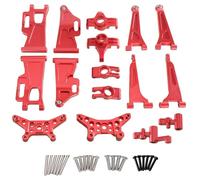 Pour Hyper Go Pour Mjx 14210 14209 H14BM Coupelle Direction Métal Supérieure Inférieure Ensemble Bras Oscillants Support Tour D'amortisseur Poteau Carrosserie Voiture RC RC Pièces De Bricolage(Red)