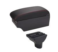 Pour Hyundai I20 Accoudoir Boîte Cuir Accoudoir Console Centrale Stockage USB Accessoires Accoudoir Central De Voiture(E1 Red Line)