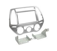 Facade autoradio 2DIN compatible avec Hyundai i20 ap13 Argent Avec clim manuelle