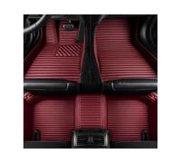 pour Hyundai pour Equus 4 Sièges 5 Sièges 2010-2017 Tapis De Sol De Voiture en Cuir PU Rayé Tapis De Pied Imperméables(Wine Red 5 Seat,4 Seat 10-2017)