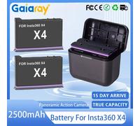 Pour Insta360 X4 batterie 3.85V 2500mAh batterie Li-ion Rechargeable boîtier de charge rapide boîte de rangement 360 caméras d'action panoramiques 2battery 1charger