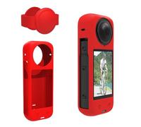pour Insta360 X4 Etui Housse de Protection Capuchon d'Objectif Silicone Anti-Dérapant Anti-Griffes pour Insta360 X4 (Red)