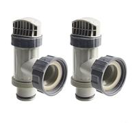 Pour Intex 10747 Lot de 2 valves à piston avec joints et écrous pour piscine hors-sol Accessoires pour raccord de tuyau à valve Intex Gris