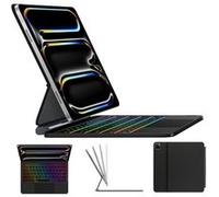 Pour iPad Air 13" (2025/2024) & Pro 12.9 - Clavier MICREAR Rétroéclairé 7 Couleurs, 3 Niveaux de Luminosité, AZERTY Français, Étui Magnétique Flottant