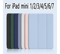 Pour iPad mini 1 2 3 4 5 6 7 A17 Pro 7.9 ''8.3'' 7e 6e 5e génération couverture intelligente à rabat magnétique à trois volets coque en Silicone souple Bleu marine