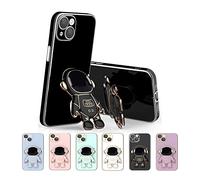 pour iPhone 13 Astronaute Hidden Stand Case Cover,Coque de Protection électrolytique Intégrale pour Téléphone,Housse de téléphone Super Mignonne (Noir)