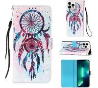 Pour iPhone 15 Pro 3D Painting Horizontal Flip Leather Case (Color Drop Wind Chimes)