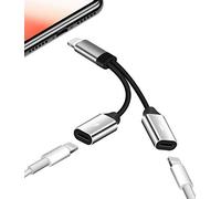 pour iPhone Adaptateur Double Lightning Chargeur + Splitter Casque 2-en-1 dongle Audio + Charge Jack câble AUX pour Apple certifié MFI Double 13 12 11 Pro Max Mini XS SE 7 X XR 8 Plus pour iPad