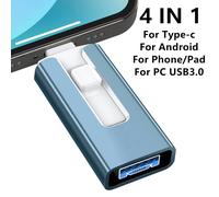 Pour iPhone clé USB 3.0 512GB 256G 2 to 1 to 128G 64G 32G pour iPhone avec interface 4in1 clé USB TYPE micro pour Ipad Or