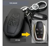 Pour Jaguar Xj Xj-L 2011-2016 En Cuir Véritable Sans Clé Télécommande Intelligente Voiture Porte-Clés Couverture Coque Protecteur Support Sac Auto Accessoires - Type Black Line