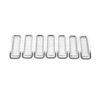 Pour Jeep Pour Patriot 2011-2020 ABS Calandre avant Insert Grille Couverture Garniture Kit Chrome Autocollants Extérieur Avant Voiture Calandres(CHROME)