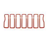 Pour Jeep Pour Wrangler JL 2024 Anneau De Calandre Couverture Décorative Pare-chocs Maille Calandre Accessoires Extérieurs Voiture Autocollant Grille de Devant(Rouge)