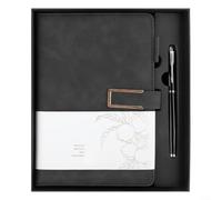 Pour journal d'affaires avec stylo et élégant sac à documents, couverture cousue en cuir synthétique, crème lisse pour écrire des mémos et des minutes, stylo en métal pour une utilisation fiable