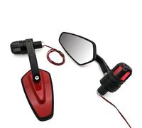 Pour KDX 125 250 KLX 150 250 KLX250 KLX 450R 22mm Moto Vue Arrière Guidon Fin Rétroviseurs Côté Miroir Clignotant compatibles(Rouge)