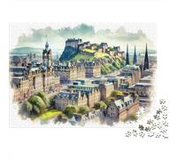 pour L’Atelier, Edinburgh Castle Panorama Plaque Murale en Métal Rustique 70x50cm/1000pcs, pour Une Décoration D’Automne dans L’Atelier