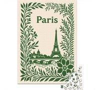 pour L’Atelier, Paris Illustration with Floral Frame Plaque en Métal Rustique 52x38cm/1000pcs, Présent pour Un Nouveau Logement Destiné Aux Bricoleurs