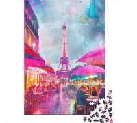 pour L’Atelier, Rainy Day Paris Eiffel Tower Plaque Métallique Rétro 70x50cm/1000pcs, Présent À Offrir À Noël Aux Amateurs De Décoration D’Atelier