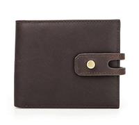 Pour la couche principale Portefeuille Fermeture à pression Hommes Portefeuille court Anti-vol Brosse Vintage Bifold Portefeuilles Pochette Porte-cartes Antivol Porte-monnaie pour Homme, marron