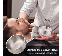 Pour la tasse de savon, pour l'acier inoxydable, pour le rasage du coiffeur et le nettoyage des poils du visage, outil de rasage humide pour hommes