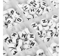 Pour l'acrylique, pour une perle de lettres rondes de bricolage, 1200pcs Police anglaise claire avec un câble élastique 0,8, blanc, pour des projets artisanaux