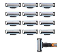 Pour Lames Gillette Mach 3, 12 Lames de Rasoir Compatible Mach 3 pour Homme, Bamyli Recharge Triple Lame Anti-Colmatage avec Bandes Lubrifiantes pour Peau Sensible